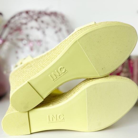 INC Maxx Light Yellow Espadrille Wedge Tie Sandals Size 11 NWB - Picture 9 of 15